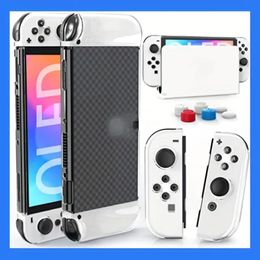 Dockable Cover Hard PC Protector Case For Switch OLED Grips For Console And Accessories With 6 Thumb Stick Caps