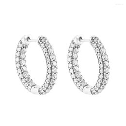 Hoop Earrings 2023 Timeless Pave Single-row Earring 925 Sterling Silver Crystals For Women Jewellery Ear Brincos Pendientes