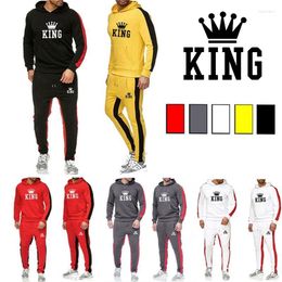 Men's Tracksuits Fashion Fall And Winter KING Print Sports Hoodie Set Casual Sweatshirt Gym Jogging Pants