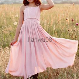 Girl's Dresses Plus Size Summer Girls Cotton Flower Girl Slip Dress Princess Long Dresses Vestidos Children Clothing for 3 4 6 8 10 12 Years x0806