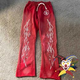 Patchwork Hellstar dios Red Flare Sweatpants Men Women Vintage Jogger Drawstring Flare Pants T230806