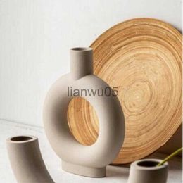 Vases Simple Ceramic Vase Decoration Dried Flower Arrangement Home Cafe Photo Studio Decoration TV Cabinet Desktop Decoration x0806