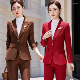 Women's Two Piece Pants Fall/Winter 2023 Suit British Style Fashion High-End Ladies Elegant Formal Clothes Business Wear