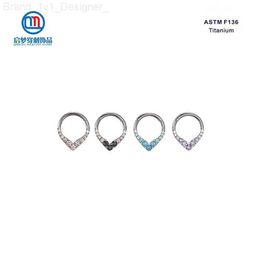 Nose Rings Studs 16G ASTM F136 Titanium Septum Piercing Nose Ring Hinged Segment Earrings Cartilage Clicker Hoop Body Jewelry L230806