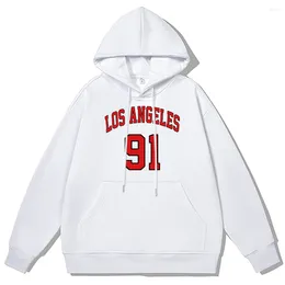 Men's Hoodies LOS ANGELES 91 Basketball Club Street Hoodie Men Cotton High Quality Sweatshirt Winter Thick Warm Clothing Casual Hip Hop