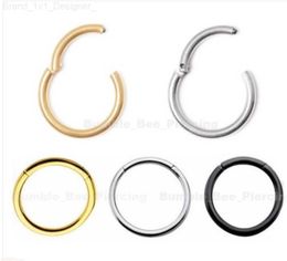 Nose Rings Studs 10pcs/lot Free Shipping 316L Surgical Steel Seamless Hinged Segment Ring Clicker Cartilage Nose/Lip Hoop Septum L230806