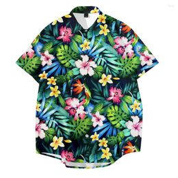 Men's Casual Shirts Summer Pure Comfortable Mens Hawaiian Shirt Printed Short Sleeve Big Us Size Hawaii Flower Beach Floral Patterns