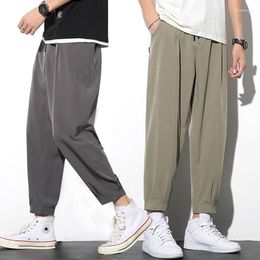 Men's Pants 2023 Summer Ice Silk Casual Loose For Men Straight Sports Joggers Fashion Streetwear Solid Trousers Male Clothing