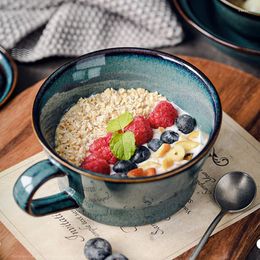 Mugs Mug Large-capacity Coffee Milk Dessert Cup Simple Creative Blue Kiln Glaze Ceramic Water Breakfast