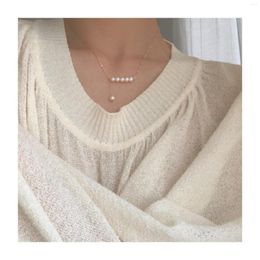 Chains 925 Sterling Silver With 14K Gold Balance Faux Pearl Necklace Women Jewelry Runway Gown Hiphop Rare Glam Japan Korean Fashion