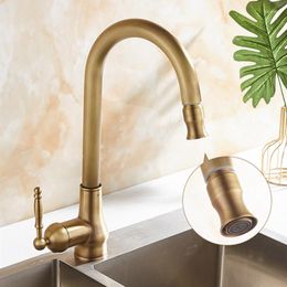 Kitchen Faucets Faucet Pull Out Sink Mixer Antique Single Lever And Cold Swivel Water Tap Copper