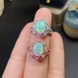 Cluster Rings Jewellery 10mm 8mm MAN MADE Ring For Party 925 Silver Opal Fashion Gift Woman