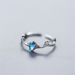 Cluster Rings Solid 925 Sterling Silver Blue Stone For Women Shinning Simple Trendy Retro Anillos Party Gifts Accessories
