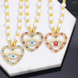 Pendant Necklaces Andralyn Fashion Personality Devil's Eye Pearl Necklace Women's Trendy Heart-shaped Wholesale