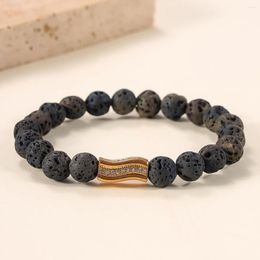 Strand Black Sandalwood Volcano Stone Bracelet Simple Men's And Women's Literature Trend INS Student Retro Personalised