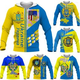 Men's Hoodies 2023 Fashion Retro Ukraine Flag 3D Printed Sweatshirt Unisex Pullover Couple Personality Casual Tops Plus Size