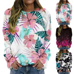 Women's Sweaters Long Sleeved Round Neck Floral Print Pullover Sweater Top Wrap Tunic