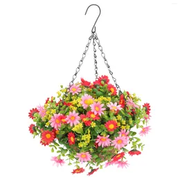 Decorative Flowers Outdoor Plants Indoor Fake Hanging Decorations Daisy Deck Artificial Baskets Silk