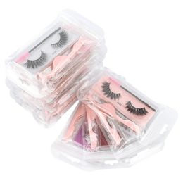 10Pairs/lot Faux Mink Eyelashes Fluffy Dramatic Wispy False Fake Eyelashes Cross Lash Extension With Clip Brush Kit Natural Soft 3D Lashes Makeup E468