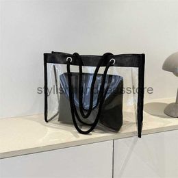 Shoulder Large Capacity Mother and Child 2023 Summer New Fashionable Transparent One Underarm Fashion Simple Solid Tote Bagstylishhandbagsstorestylishhandbag