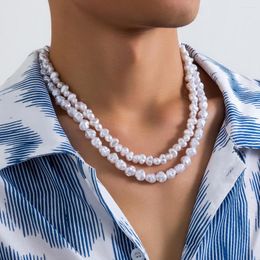 Choker PuRui Trendy Irregular Imitation Pearl Necklace Handmade Strand Beads For Men Jewellery Simple Collar Party Street Boy