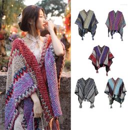 Scarves Fashionable Ethnic Style Outfit With Warm Cloak For Women's Cape And Scarf Suitable Travel Pography Multicolour Chose