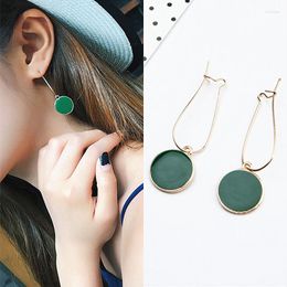 Stud Earrings Selling Simple Green Circle Small Fresh Girls Female Personality Wild Vintage Round