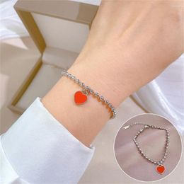 Link Bracelets Fashion Heart Charm Bracelet For Women Jewellery Stainless Steel Star Girl Y2K Pulseras Wedding Bride Gift