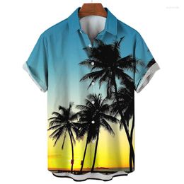 Men's Casual Shirts Hawaiian Shirt Men Short Sleeve Tops Clothing 3D Coconut Printed Boys Harajuku Fashion Beachwear For