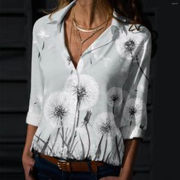 Women's Blouses Elegant Spring Summer Printed Womens Shirt Long Sleeve V Neck Soild Femme Crop Tops Slimming Blouse Blusa Mujer