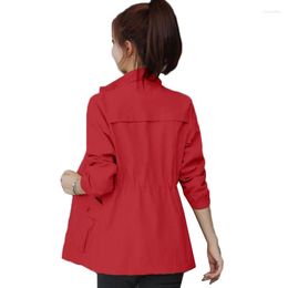 Women's Trench Coats Jacket 2023 Spring Autumn Casual Windbreaker Stand Collar Tooling Lining Short Basic Coat Female Long Sleeve Overcoat