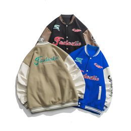 Men's Jackets Men's Spring Autumn Baseball Clothes Jackets Embroider Bomber Coat Harajuku Patchwork Leather Unisex Vintage Streetwear Jacket 230804