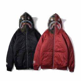 A Bathing Ape Autumn and Winter New Men's Camouflage Patchwork Hat thickened Cardigan Cotton Jacket Black Bathing Ape Hooded