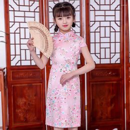 Girl Dresses Shanghai Storey Summer Chinese Kid Child Cotton Flower Cheongsam Dress Girls Qipao Girl's Costume