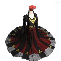 Stage Wear Xinjiang Uygur Dance Costume Embroidery Performance Large Swing Skirt Dress