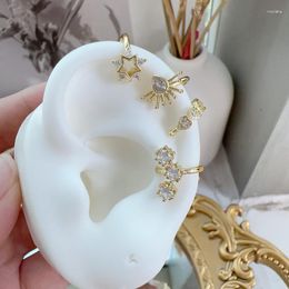 Hoop Earrings 2023 Design Mini Cuff Ear Gold Plated Brass Star Zircon Free Piercing Fashion Lady Jewellery