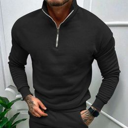 Men's Hoodies Casual Sweatshirt Men Sweater Stylish Winter Pullover Warm Stand Collar Slim Fit Soft Elastic Cuffs For Comfort