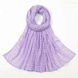 Scarves Fashion Purple Polka Dot Bubble Chiffon Instant Hijab Lady Beach Cover Soft Sun-resistant Shawls And Wraps Muslim Sjaal 180 70Cm