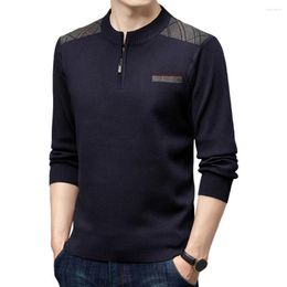Men's Sweaters Men Sweater Round Neck Pullover Long Sleeve Zipper Elastic Warm Anti-pilling Large Size Spring Top Clothes
