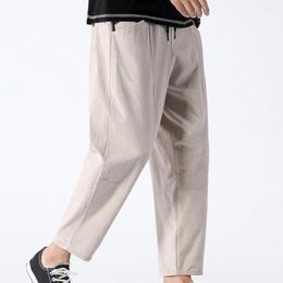 Men's Pants Comfortable Long Versatile Elastic Waist Drawstring Loose Fit Big Pockets Stylish For Casual