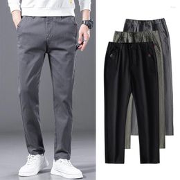 Men's Pants Men Black Grey Summer Loose Thin Breathable Solid Colors Casual Trousers Fashion Business Straight Stretch