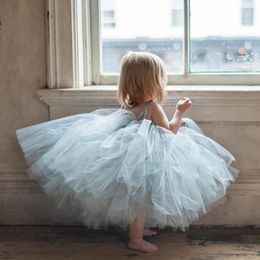 Girl Dresses Princess Girls Tutu Dress Sleeveless Bridesmaid Evening Party Flower Costume Kids Wedding Children 2-8Y