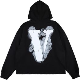 hoodies for men Unisex Hoodies designer Smoke V Letter Graphic Rapper Gothic Aesthetic Demon Patten Oversized Cotton Pullover Hooded Sweatshirt women hoodie