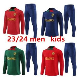 23 24 Portugal kids tracksuit JOAO FELIX soccer jerseys training suit RUBEN NEVES BRUNO RONALDO FERNANDES Portugieser 23 Portuguese adult TRACKSUITs set Men