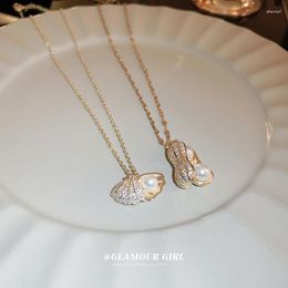 Pendant Necklaces Nee Luxury Golden Shell Pearl Necklace 2023 Latest Italian Design Royal Princess Jewellery Set Ocean Peanut