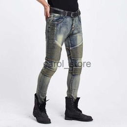 Men's Jeans Wholesale retail Mens Skinny jeans men 2016 new brand Runway slim elastic denim Biker jeans hiphop motorcycle Cargo pants J230806