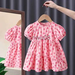 Girl's Dresses Congme Summer Fashion17 Yrs Girls Clothing Dress Kids Korean Style Bubble Sleeve Heart Princess Dress Cute Skirt x0806