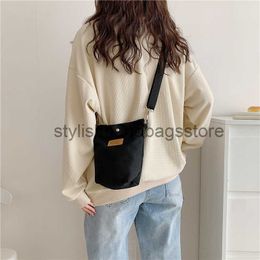 Shoulder Single Solid Canvas Women's 2023 New Style Art Small Fresh Bucket Simple Handheld One Tidestylishhandbagsstorestylishhandbagsstore