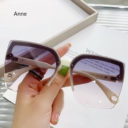 Sunglasses 2023 Oversized Man Woman Fashion Rimless Vintage Square Sun Glasses Eyewear Design UV400 Female Shades