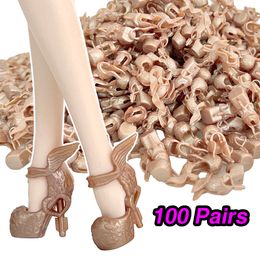 Dolls NK Official 100 Pairs Shoes Fashion Sandals With Wing Style For Barbie Doll Toy High Heel For 16 Doll Shoes DIY Accessories 230804